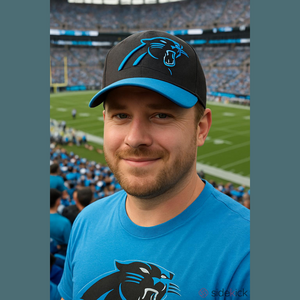 Men's New Era Carolina Panthers Black Blue One Size Adjustable Hat